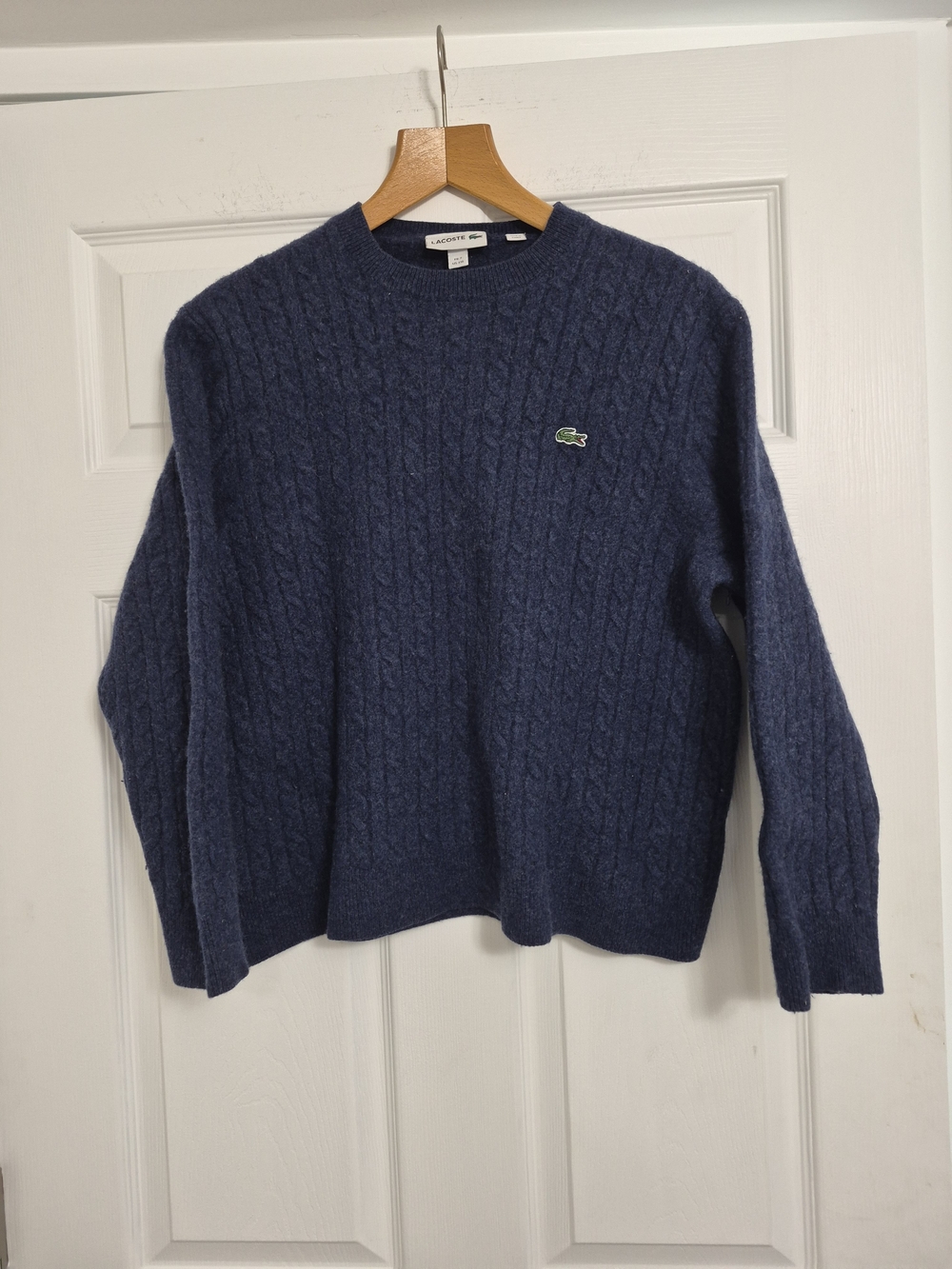 Lacoste Women's Navy Cable Knit Crewneck Sweater